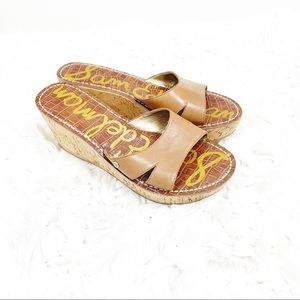 Sam Edelman Reid cork wedge leather slide sandals